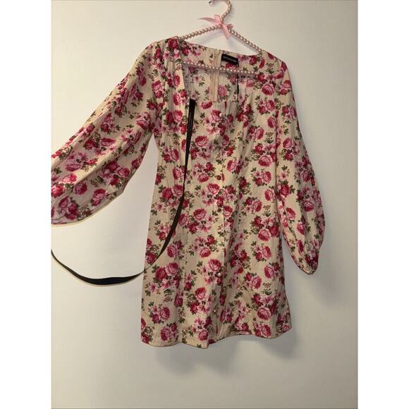 NWT Pretty Little Thing Sz 8 Med Mini Dress, Floral Cotton Cottage Peasant Prep - Picture 7 of 10